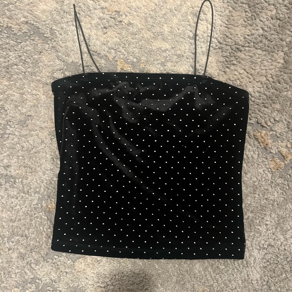 Dynamite rhine stone velvet texture top never worn ‼️